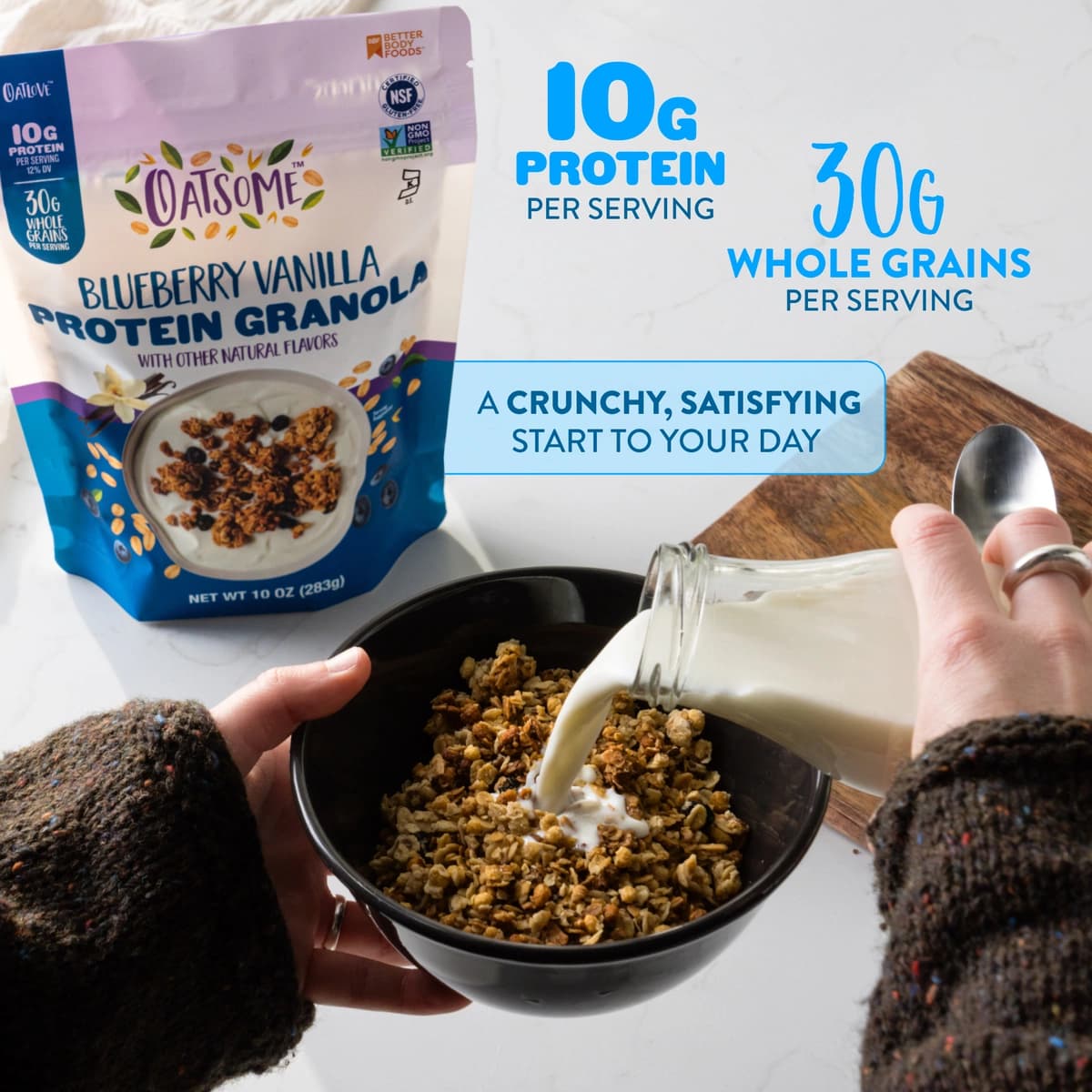 10 grams of protein label and image of product