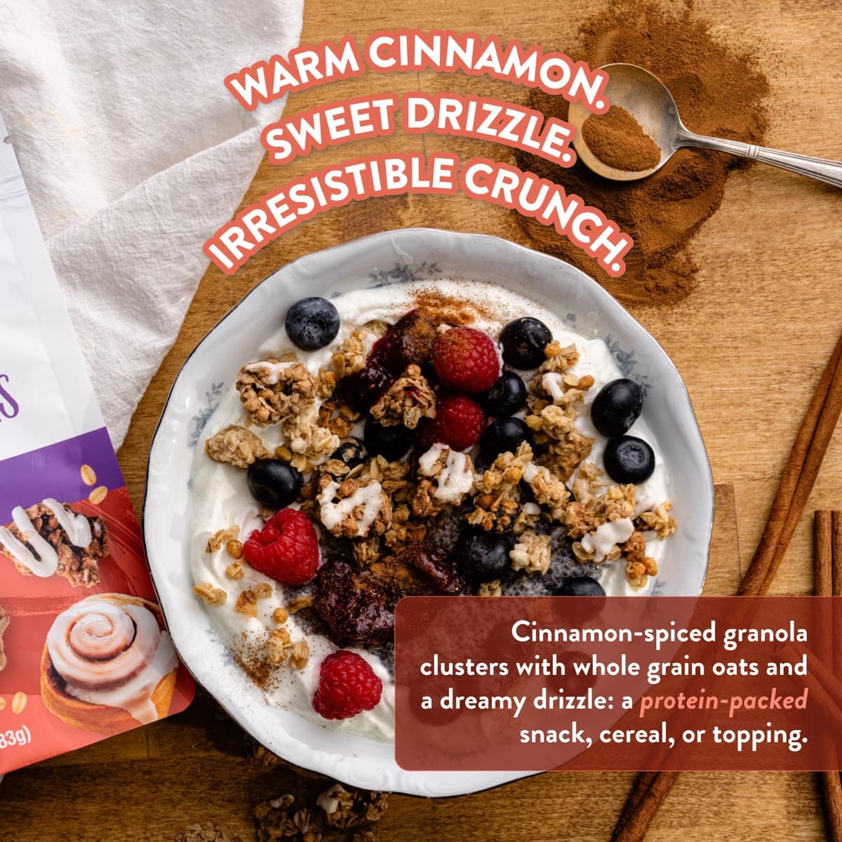 clusters on top of a yogurt bowl
