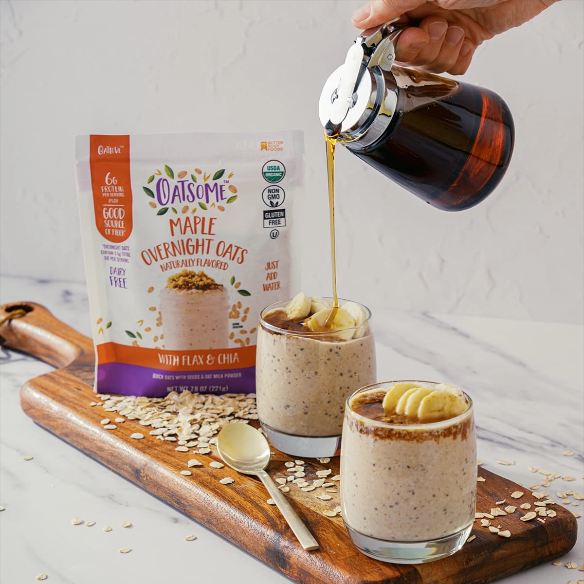 Maple Overnight oats with bananas 