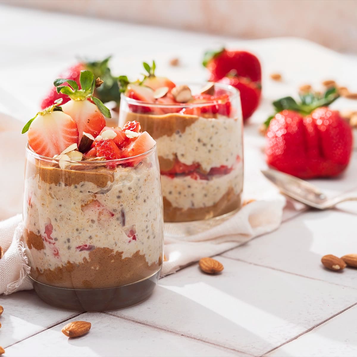 Almond Butter Strawberry Overnight Oats