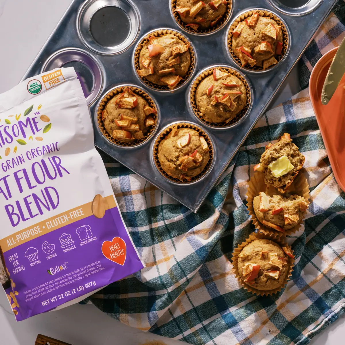 Apple-Cinnamon Oat Flour Muffins