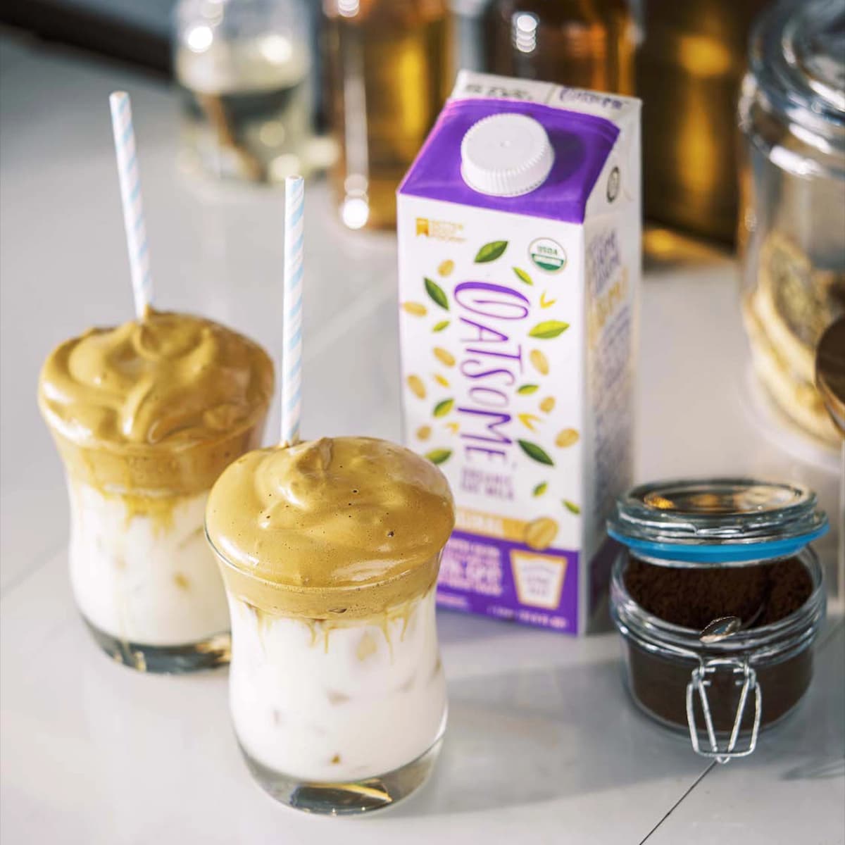 Dalgona Whipped Iced Oat Coffee