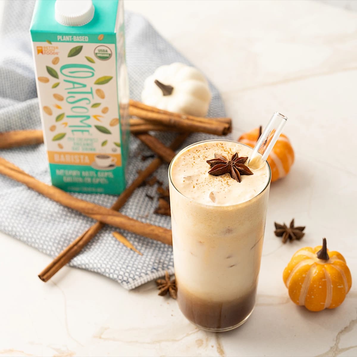 Iced Chai Tea Latte with Pumpkin Cold Foam