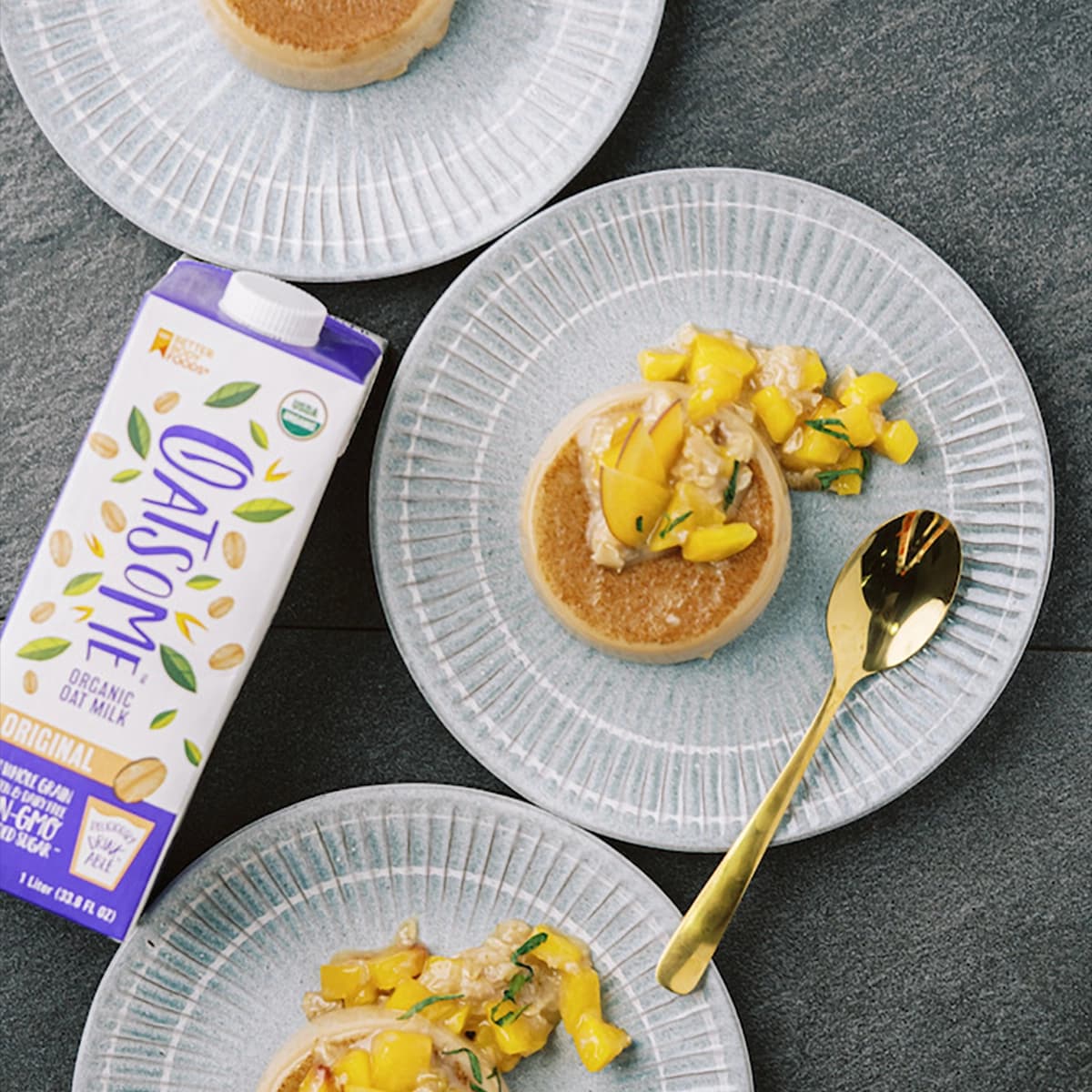Oat Milk Panna Cotta with Peaches