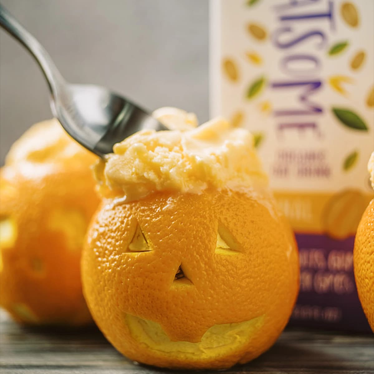 Orange Oat Ice Cream Jack-O-Lanterns