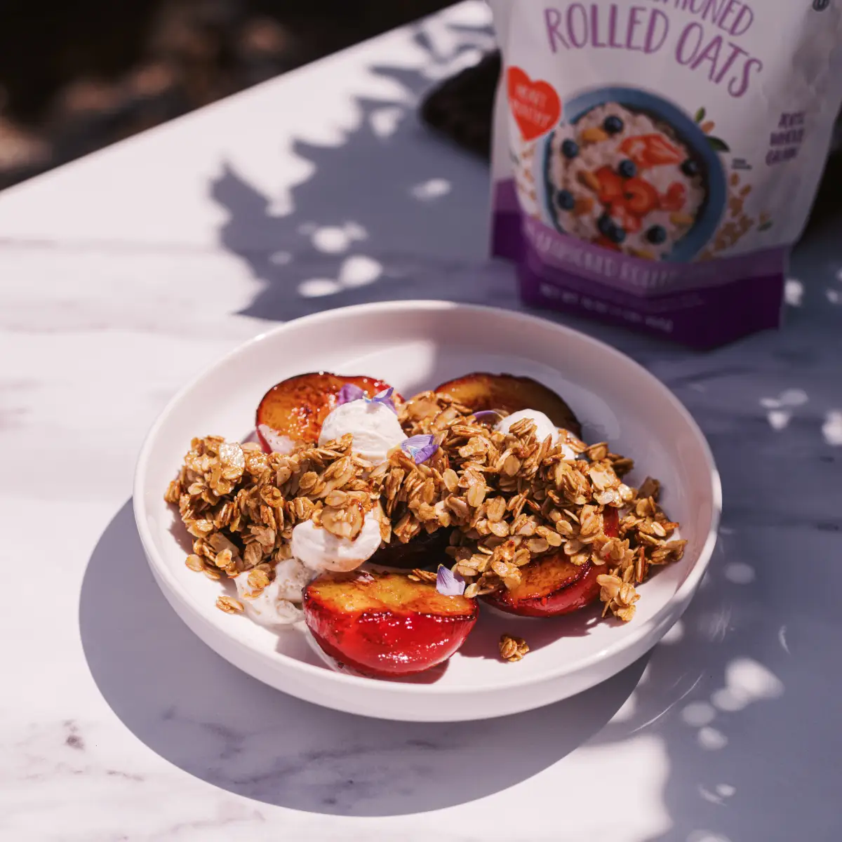 Peach Granola Crumble Bowl